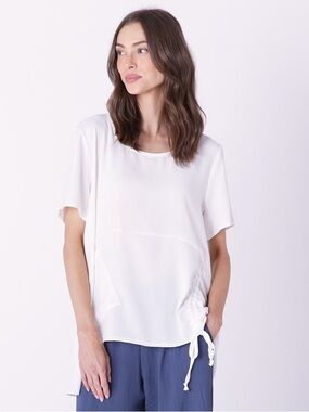 THE SHOPPING CHANNEL || Marallis Gathered Crepe Pocket Top Size Small